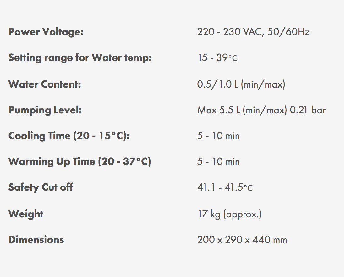 heater cooler info table